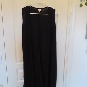 LuLaRoe Joy Sleeveless Black Long Length Cardigan NEW XS